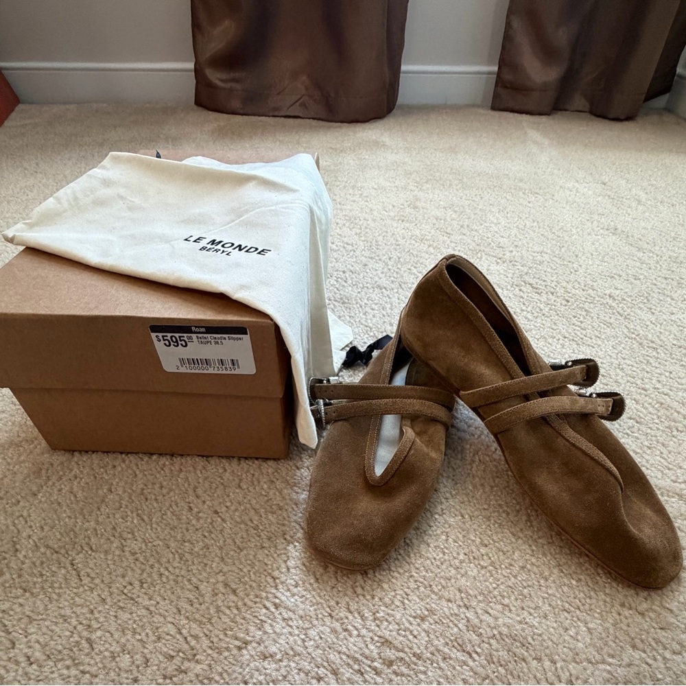 LE MONDE BÉRYL Ballet Taupe Suede Claudia Slipper 8.5 - Picture 3 of 11